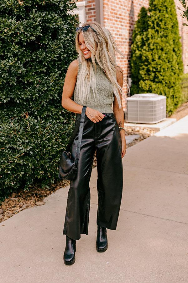 Impressions The Reagan High Waist Faux Leather Pants in Black