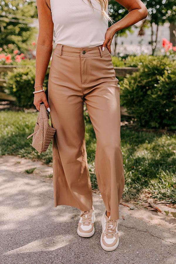 Impressions The Reagan High Waist Faux Leather Pants In Camel