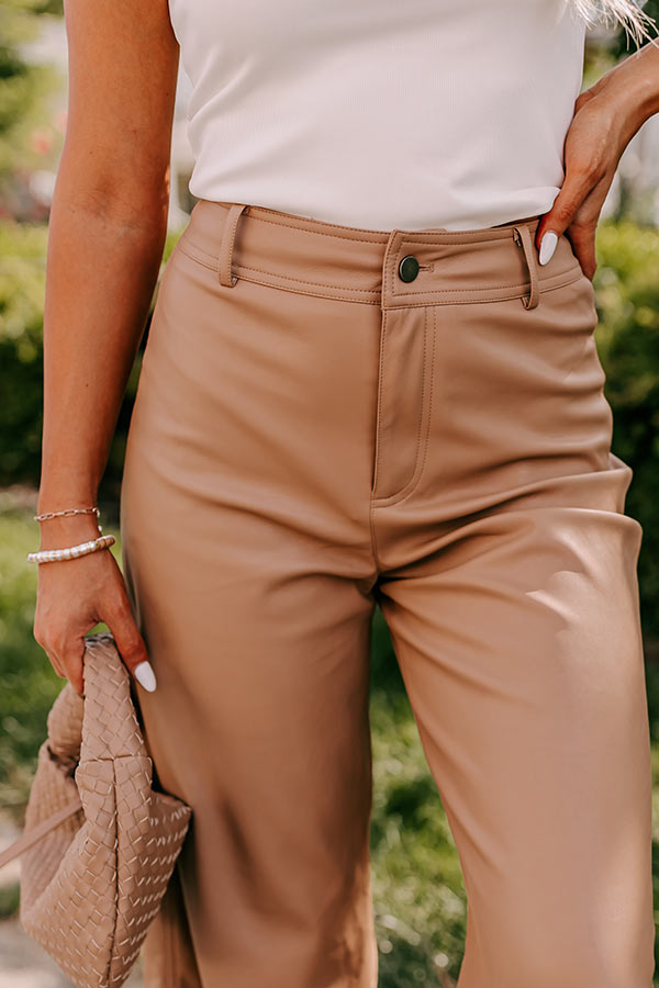 Impressions The Reagan High Waist Faux Leather Pants In Camel
