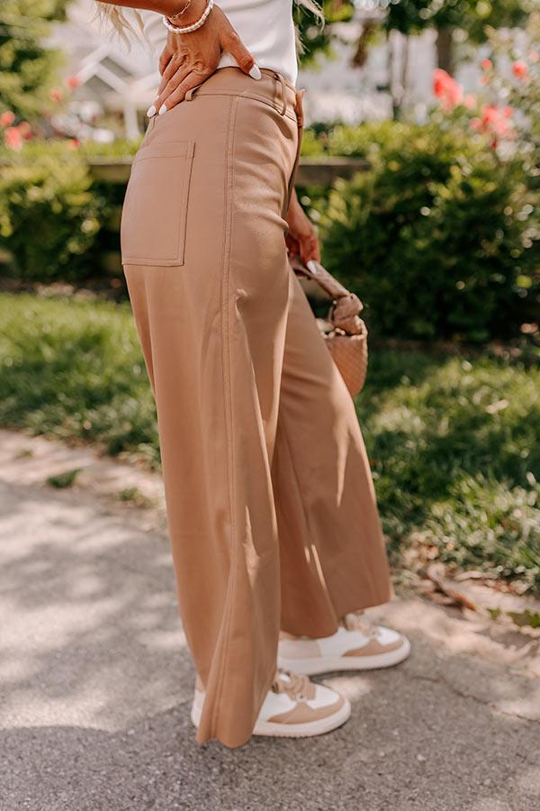 Impressions The Reagan High Waist Faux Leather Pants In Camel