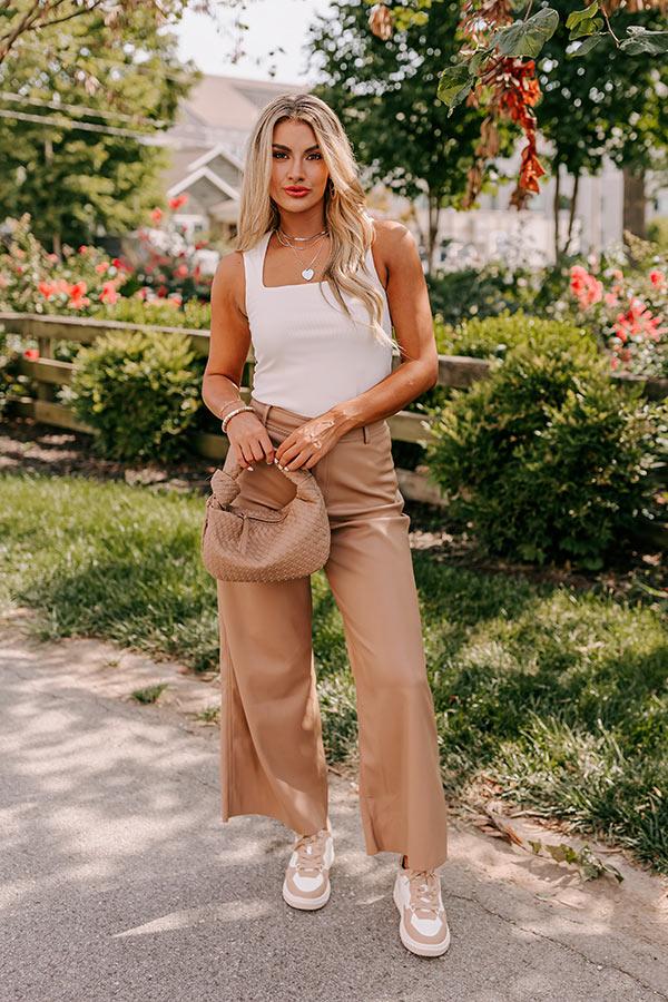 Impressions The Reagan High Waist Faux Leather Pants in Camel