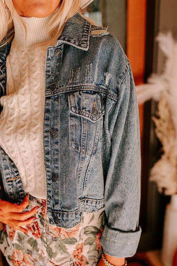 Impressions The Ronan Distressed Denim Jacket In Medium Wash