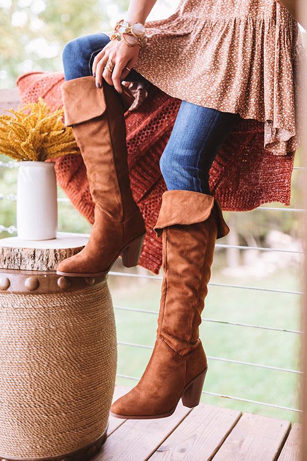 Impressions The Rosewood Thigh High Faux Suede Boot In Cinnamon