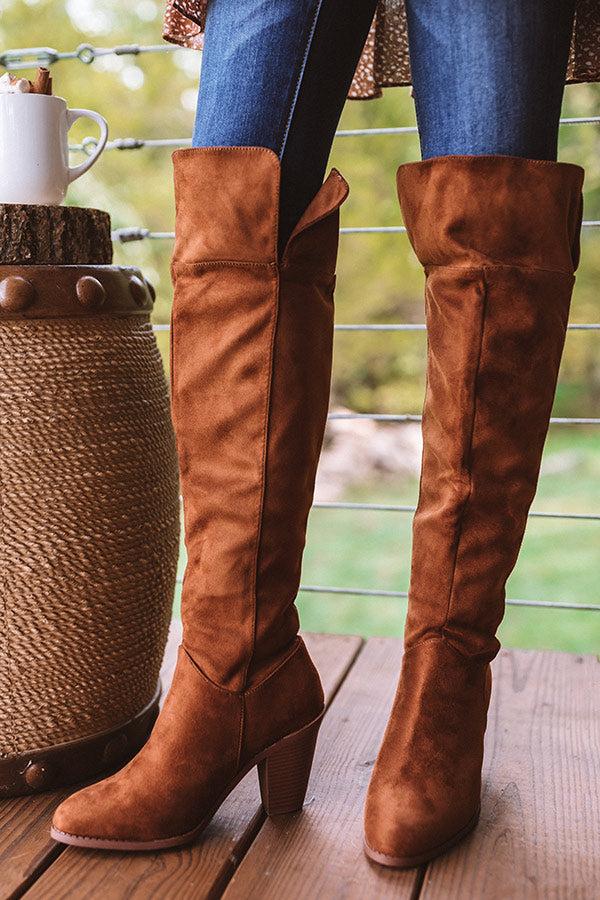 Impressions The Rosewood Thigh High Faux Suede Boot In Cinnamon