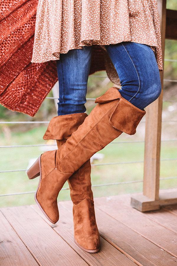Impressions The Rosewood Thigh High Faux Suede Boot In Cinnamon