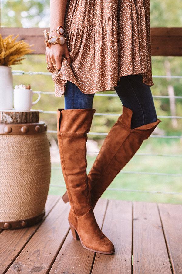 Impressions The Rosewood Thigh High Faux Suede Boot In Cinnamon
