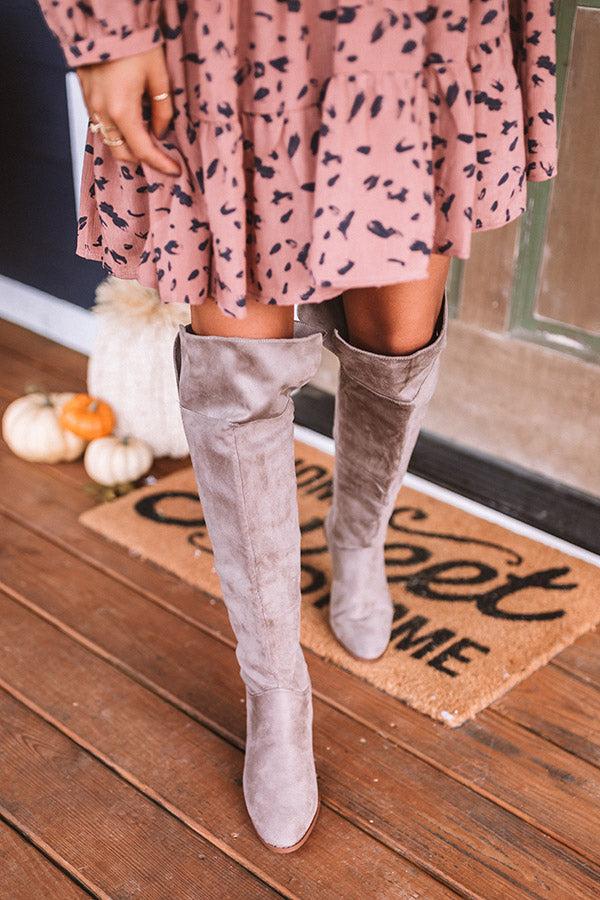 Impressions The Rosewood Thigh High Faux Suede Boot In Taupe