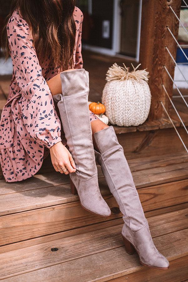 Impressions The Rosewood Thigh High Faux Suede Boot In Taupe