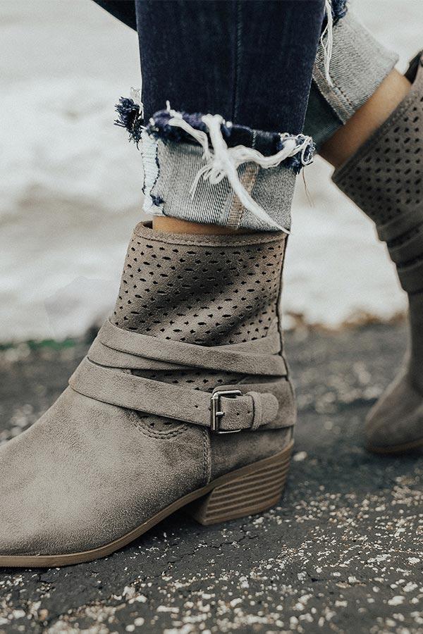 Impressions The Rylan Faux Suede Bootie In Charcoal