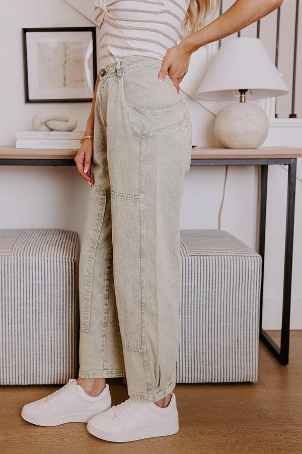 Impressions The Sadie Midrise Vintage Wash Barrel Jean In Sage