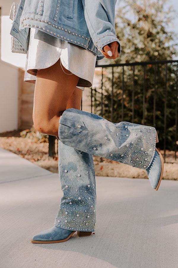 Impressions The Salute Embellished Denim Cowboy Boot