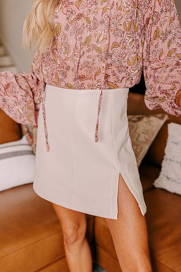 Impressions The Samara High Waist Faux Leather Skort In Stone