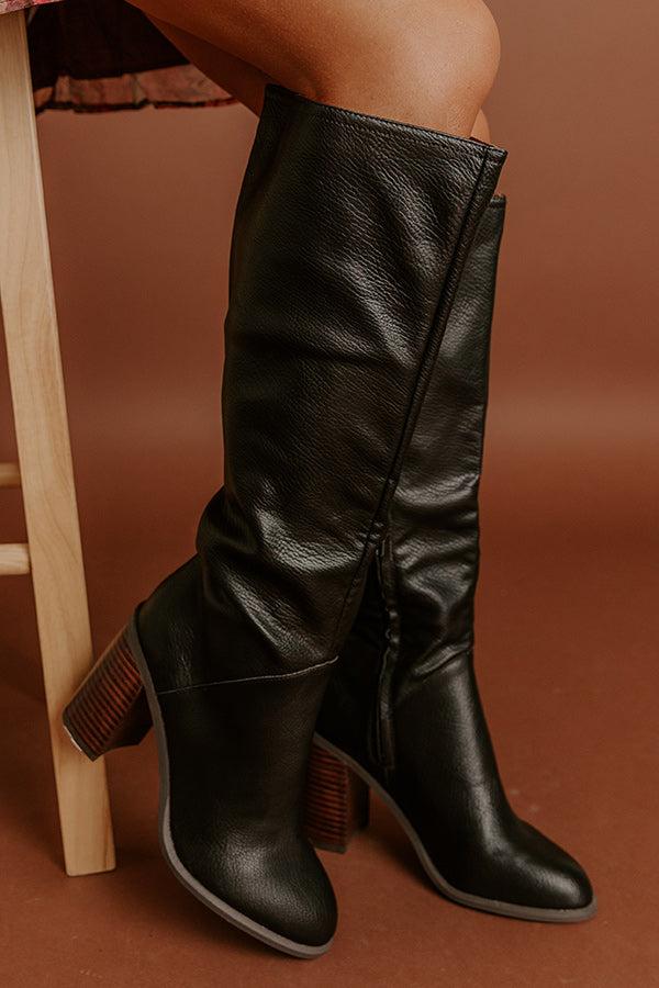 Impressions The Shiloh Faux Leather Knee High Boot In Black