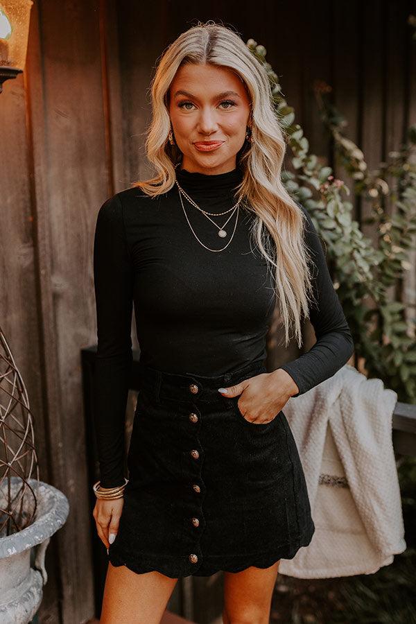 Impressions The Sienna High Waist Corduroy Mini Skirt In Black