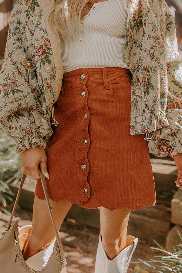 Impressions The Sienna High Waist Corduroy Mini Skirt In Rust