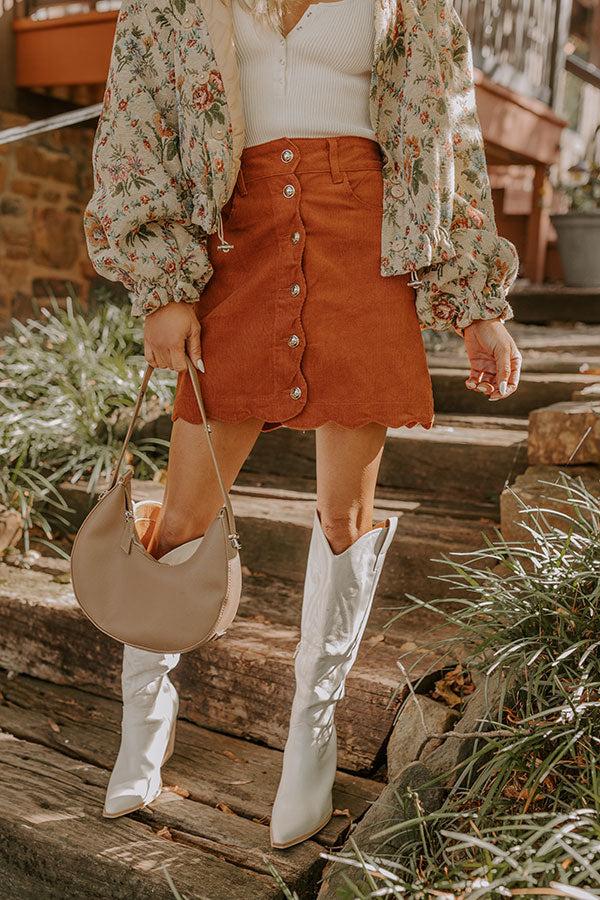 Impressions The Sienna High Waist Corduroy Mini Skirt In Rust