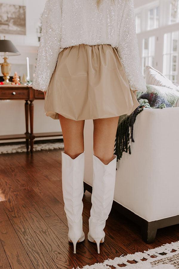 Impressions The Sofia High Waist Faux Leather Skirt In Beige