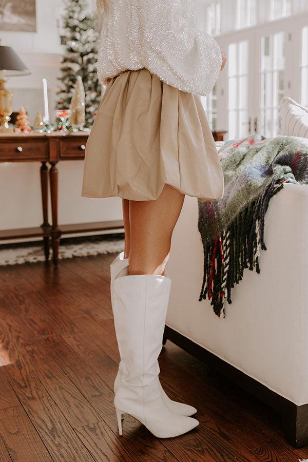 Impressions The Sofia High Waist Faux Leather Skirt In Beige