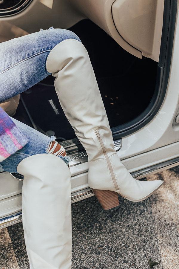 Impressions The Spell Faux Leather Over The Knee Boot In White