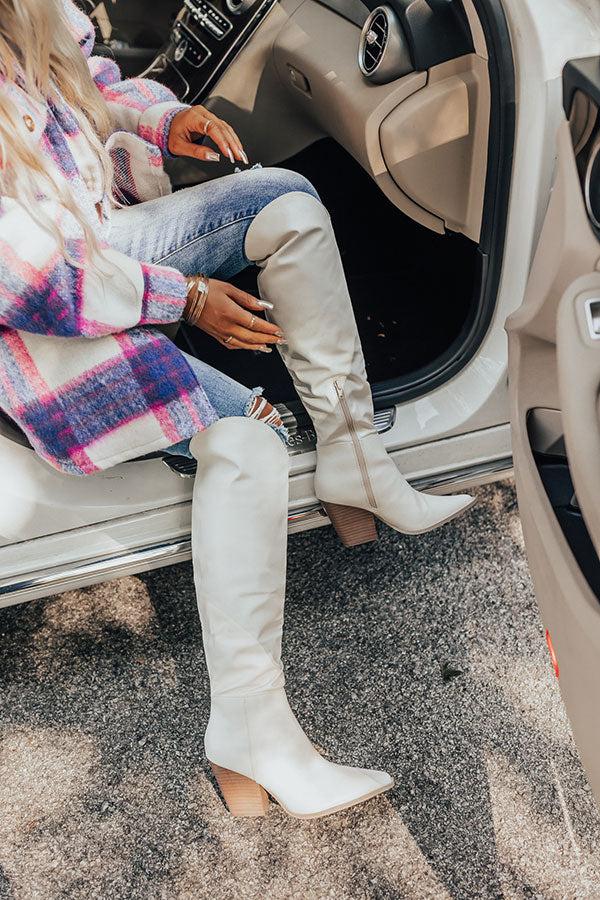 Impressions The Spell Faux Leather Over The Knee Boot In White