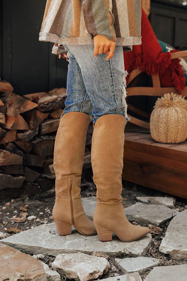 Impressions The Spell Faux Suede Over The Knee Boot In Khaki