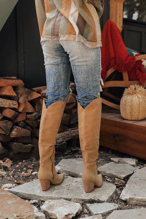 Impressions The Spell Faux Suede Over The Knee Boot In Khaki