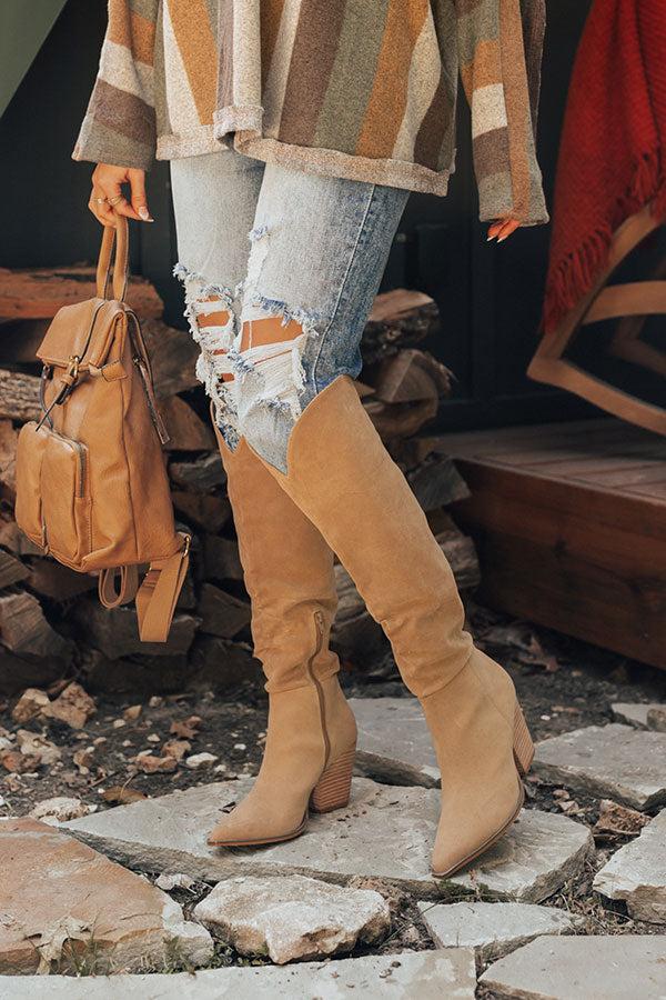 Impressions The Spell Faux Suede Over The Knee Boot In Khaki