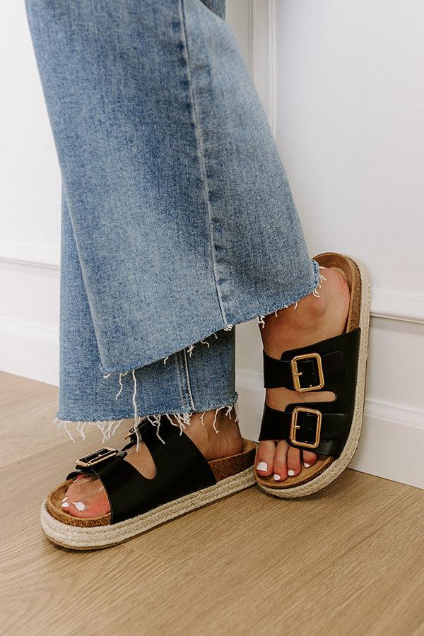 Impressions The Sydney Faux Leather Sandal in Black