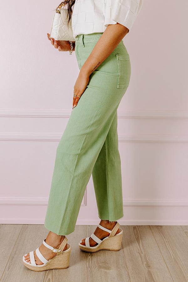 Impressions The Taron High Waist Wide Leg Pants In Pear