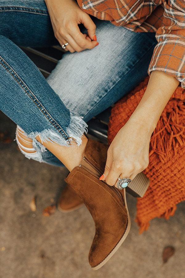 Impressions The Tawny Faux Suede Bootie In Chocolate