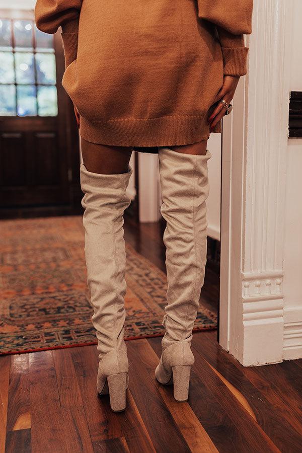 Impressions The Tipson Faux Suede Thigh High Boot In Light Birch