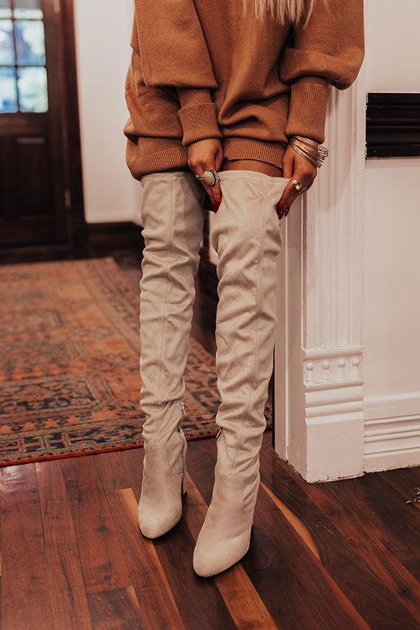 Impressions The Tipson Faux Suede Thigh High Boot In Light Birch