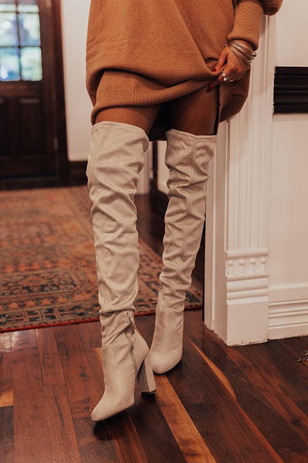 Impressions The Tipson Faux Suede Thigh High Boot In Light Birch