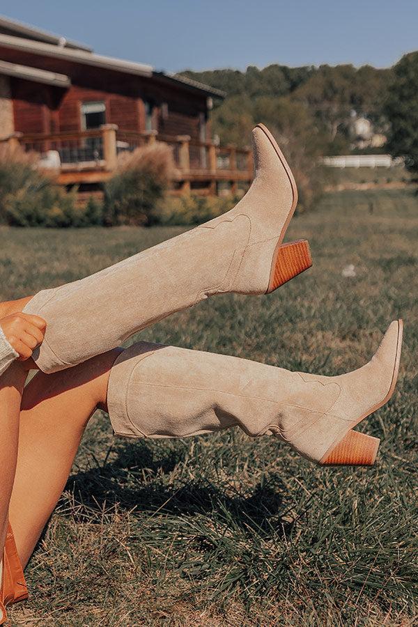 Impressions The Torra Faux Suede Knee High Boot In Birch