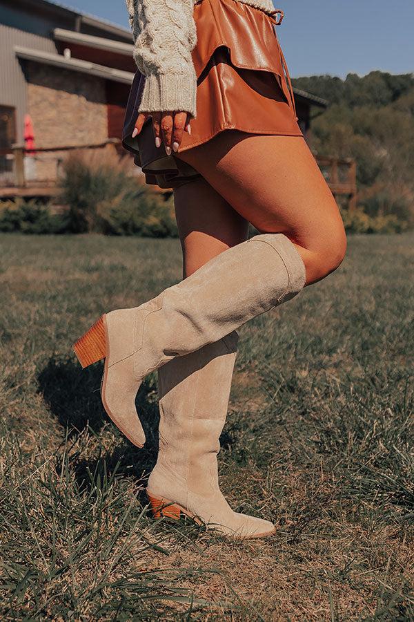 Impressions The Torra Faux Suede Knee High Boot In Birch