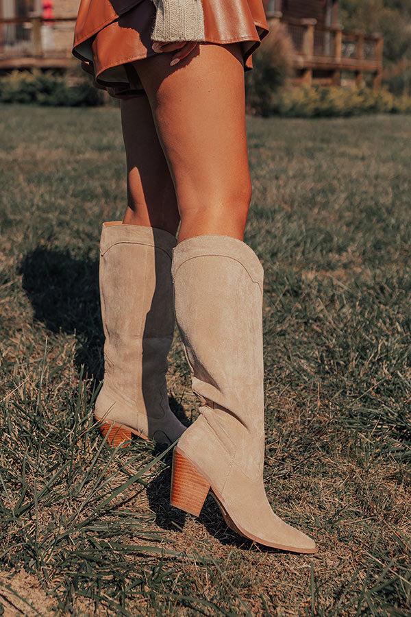 Impressions The Torra Faux Suede Knee High Boot In Birch