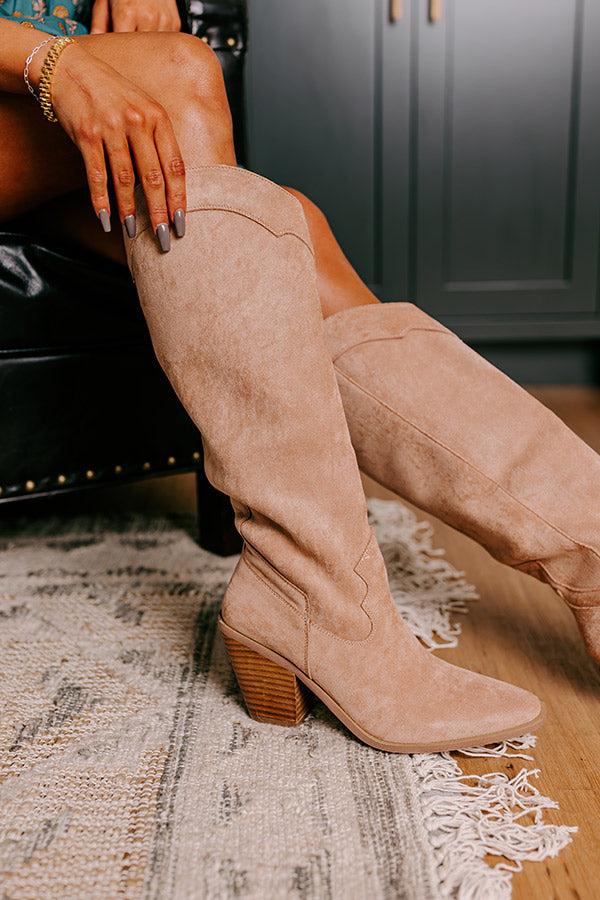 Impressions The Torra Faux Suede Knee High Boot In Iced Latte