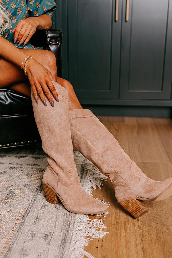 Impressions The Torra Faux Suede Knee High Boot in Iced Latte