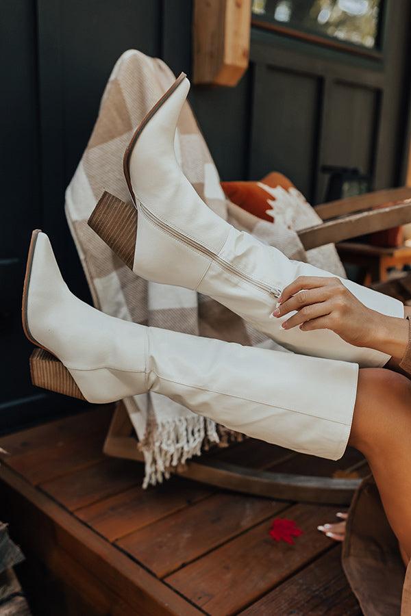 Impressions The Ulyssa Faux Leather Knee High Boot In White