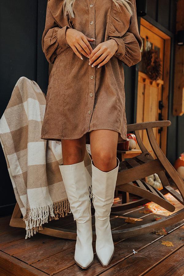 Impressions The Ulyssa Faux Leather Knee High Boot In White