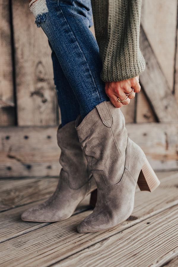 Impressions The Valley Faux Suede Ankle Bootie In Grey