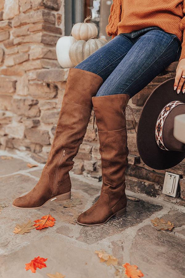 Impressions The Victoria Faux Suede Thigh High Boot In Brown