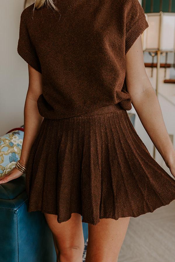 Impressions The Vineyard Affair High Waist Knit Mini Skirt In Chocolate