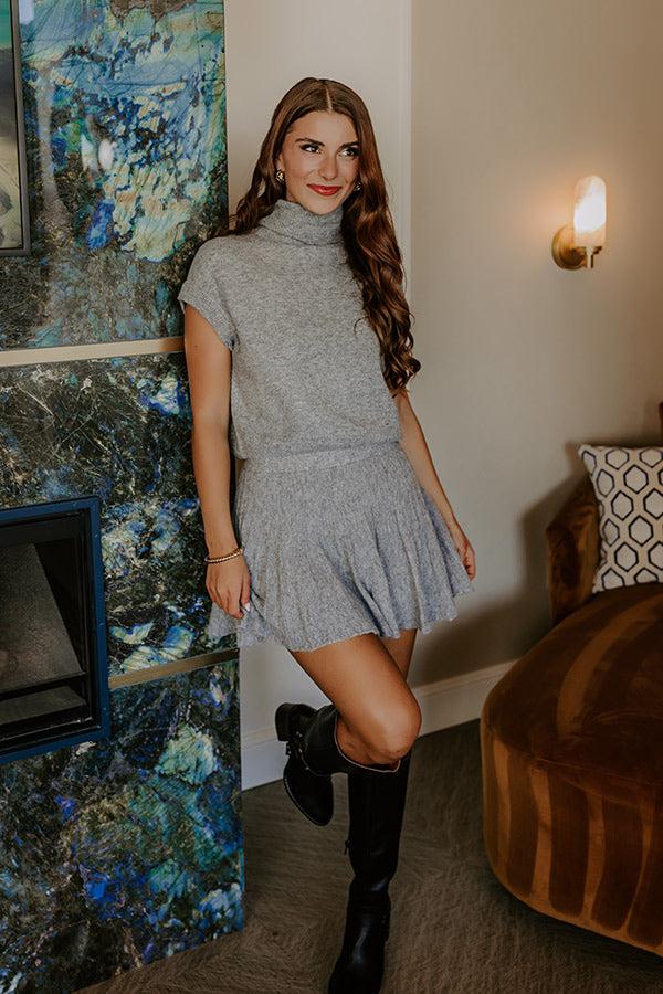 Impressions The Vineyard Affair High Waist Knit Mini Skirt in Grey