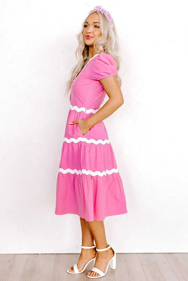 Impressions The Westerly Midi Dress In Bubblegum Pink