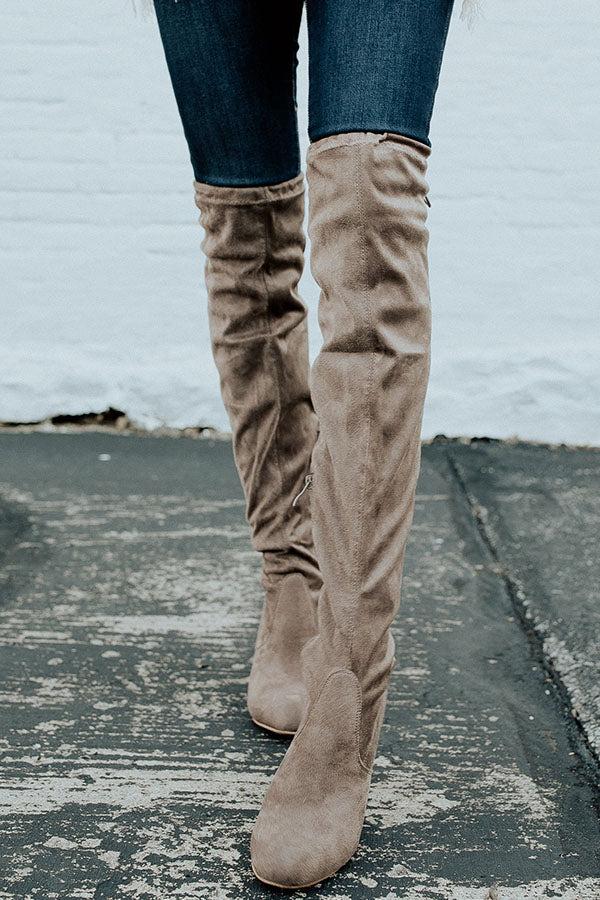 Impressions The Whitley Faux Suede Thigh High Boot In Taupe