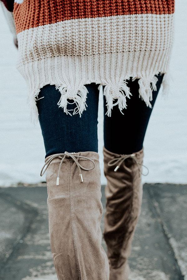 Impressions The Whitley Faux Suede Thigh High Boot In Taupe