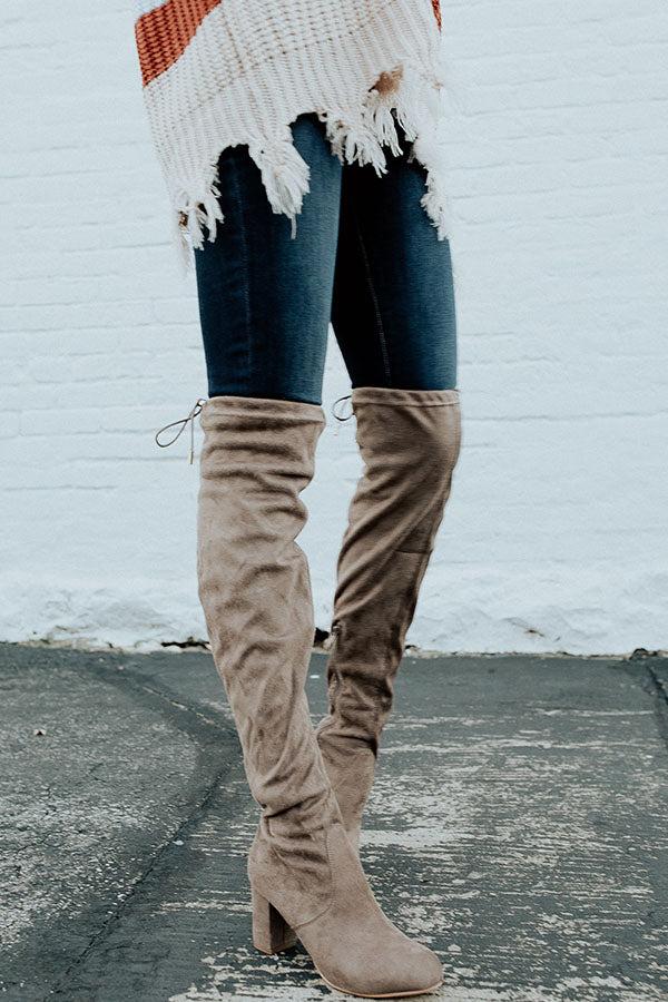 Impressions The Whitley Faux Suede Thigh High Boot In Taupe