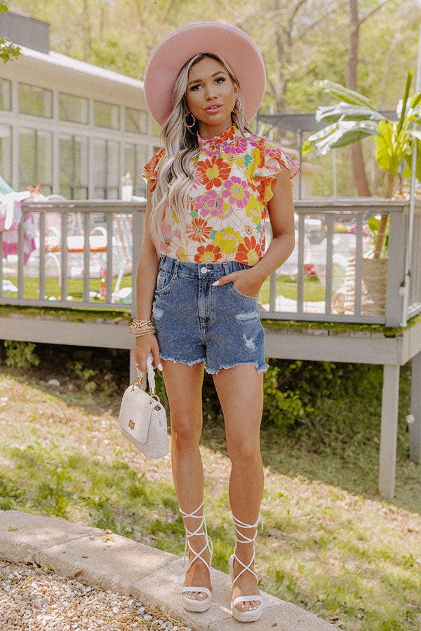 Impressions The William High Waist Distressed Shorts In Medium Wash