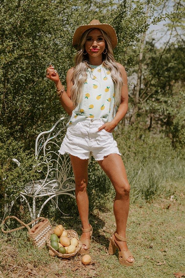 Impressions The William High Waist Distressed Shorts In White